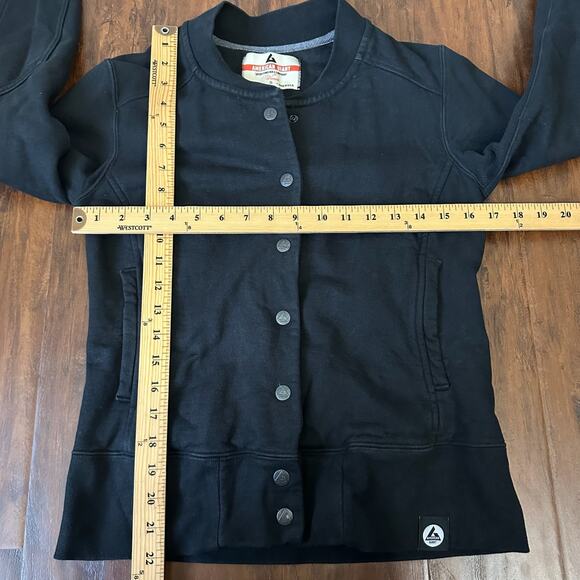 AMERICAN GIANT Baseball Jacket Black Cotton Outdoor Snap Button Bomber - Picture 12 of 13